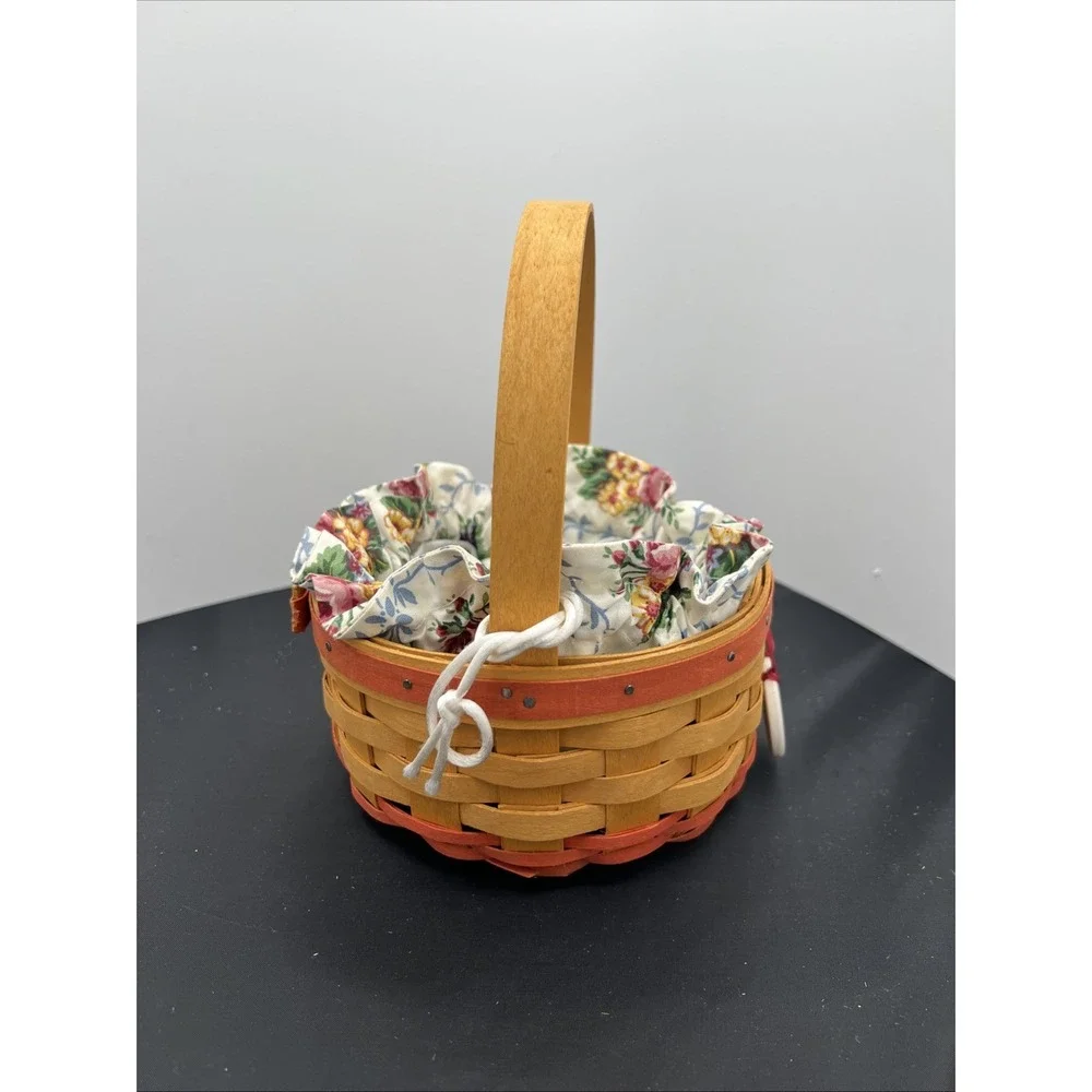 Longaberger 1998 Mothers Day Basket w/Ring & Things Liner &Tie‎ On